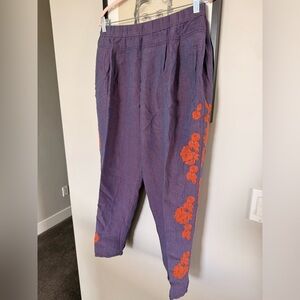 Anthropologie Purple Elastic Waist Pants with Subtle Texture